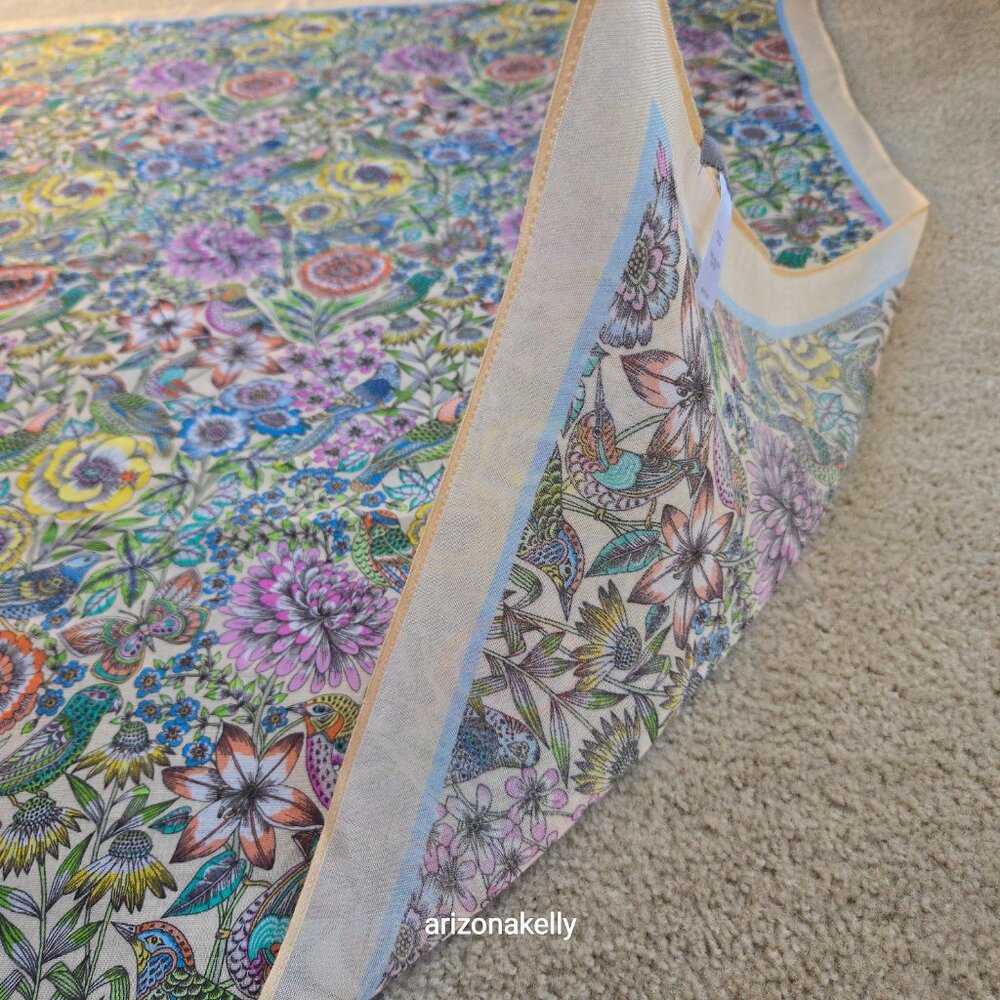 NWOT J. Jill Birds and Flowers Square Scarf - Picture 10 of 12